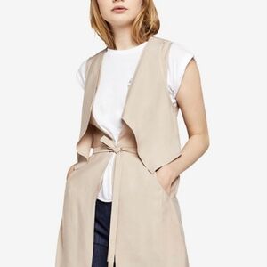 BCBG Generation Layered Long Vest, Size L, Cream